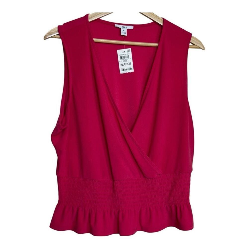 Bar III Sleveless pink peplum‎ top XL